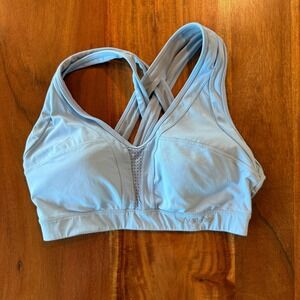 Yvette Women's Blue Criss Cross Sports Bra Size L